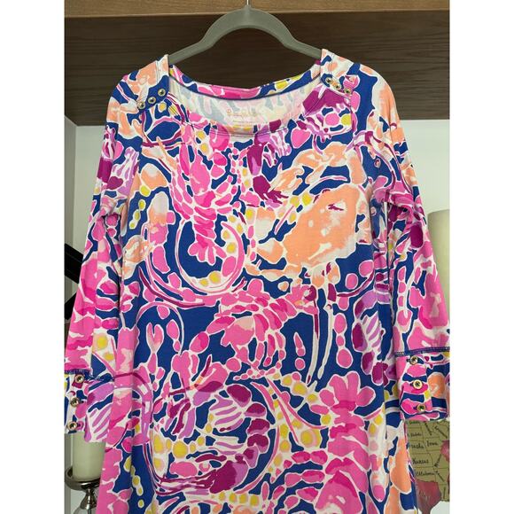 Lilly Pulitzer Sophie Dress in Brilliant Blue Catch And Release - Picture 3 of 5